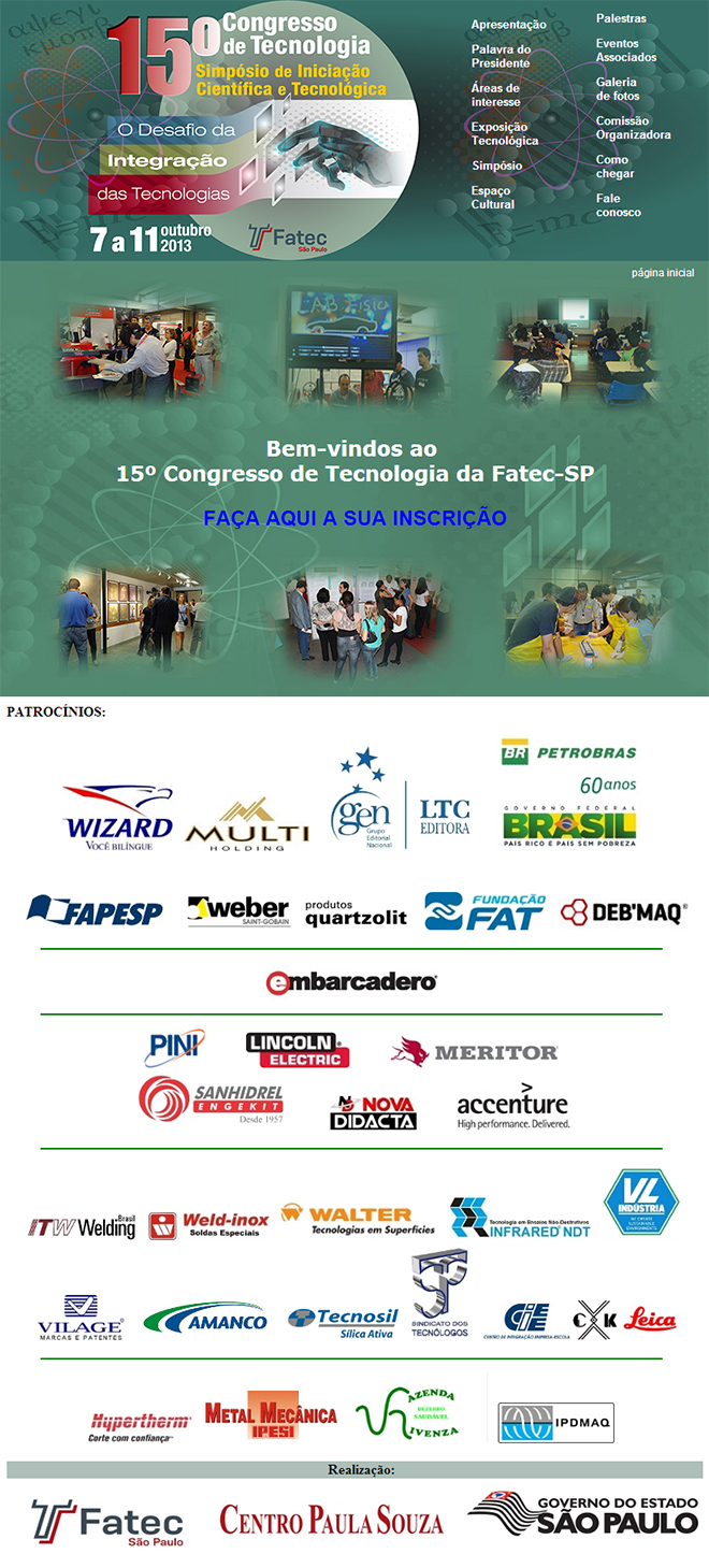 15º Congresso de Tecnologia da Faculdade de Tecnologia de São Paulo – 2013
